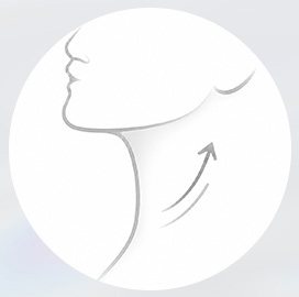 옆모습 턱 밑 목선을 올리는 화살표 일러스트