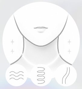 하안면~목 일러스트와 주름·탄력·라인 아이콘 3개