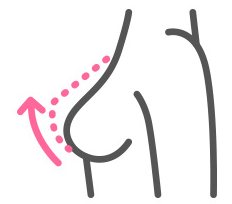 가슴 비대칭·꺼짐 아이콘(옆모습 볼륨 화살표)