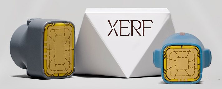 XERF 이펙터 팁 두 종과 로고 오브제