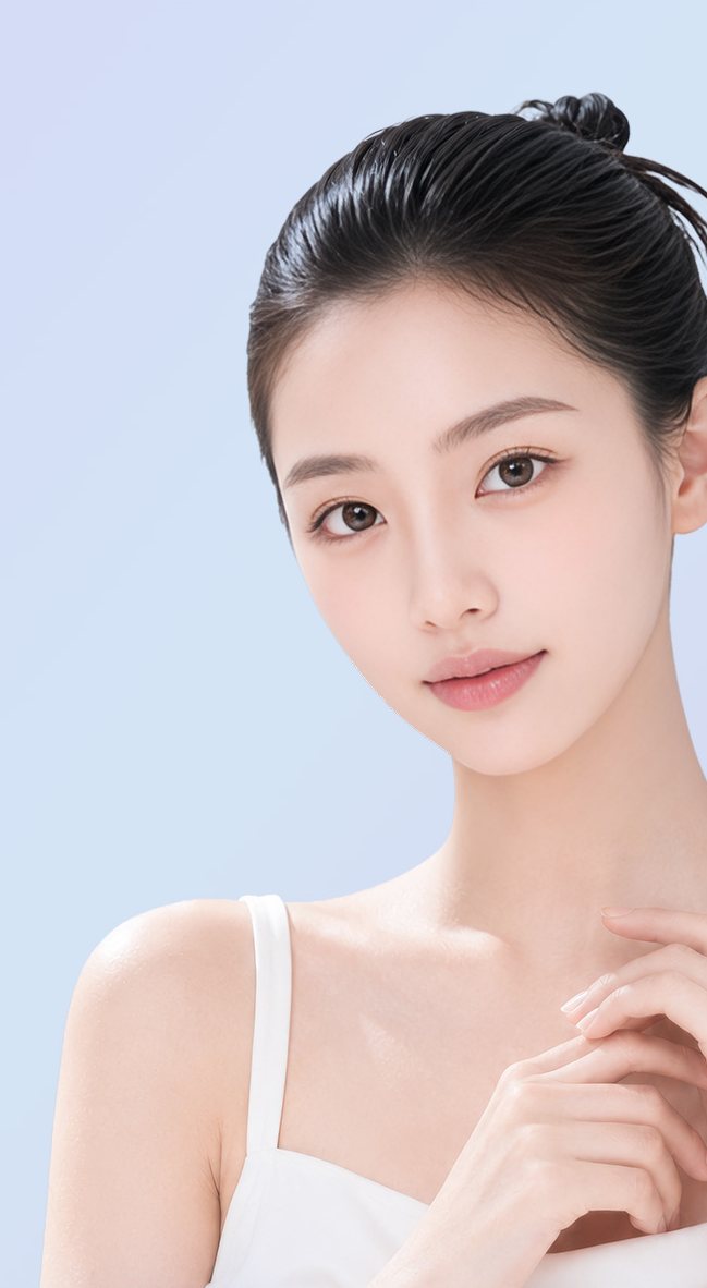 쇄골에 손을 얹은 모델