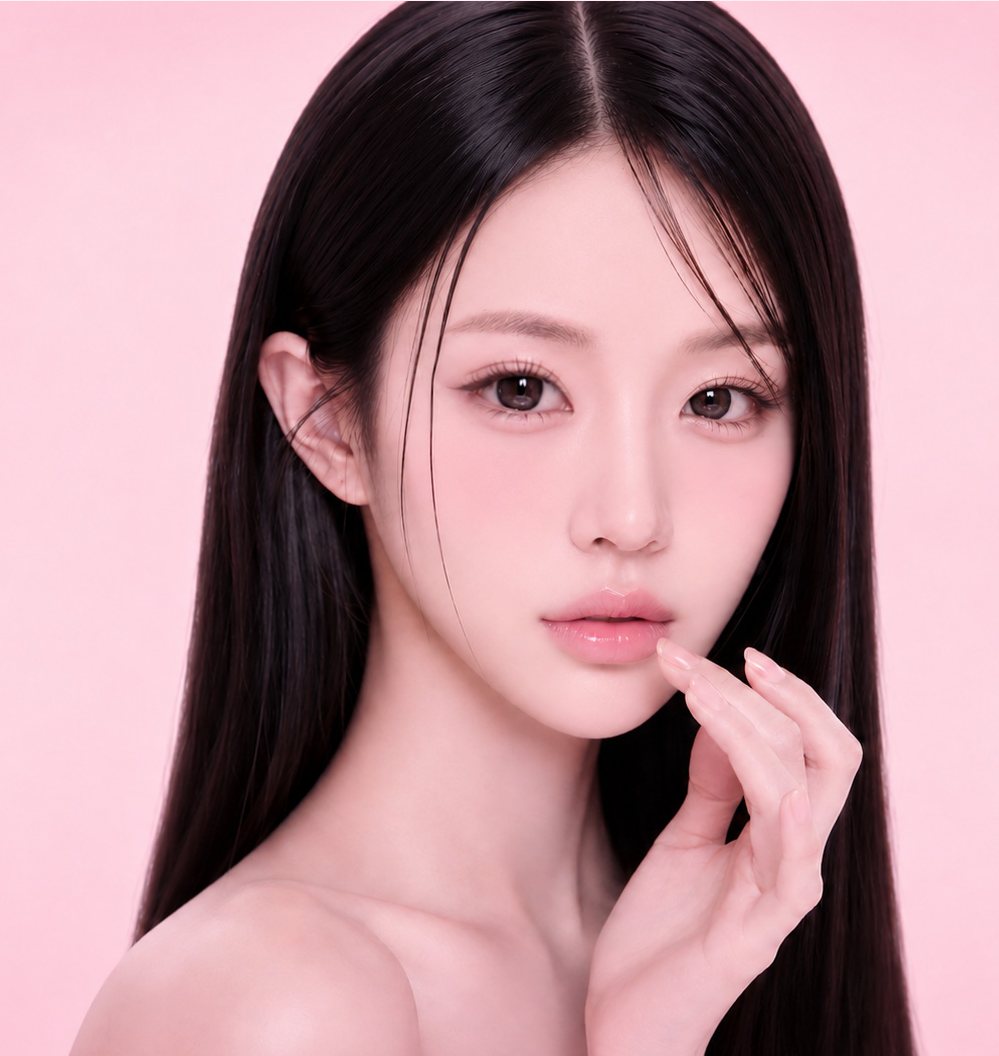 긴 생머리 모델 정면