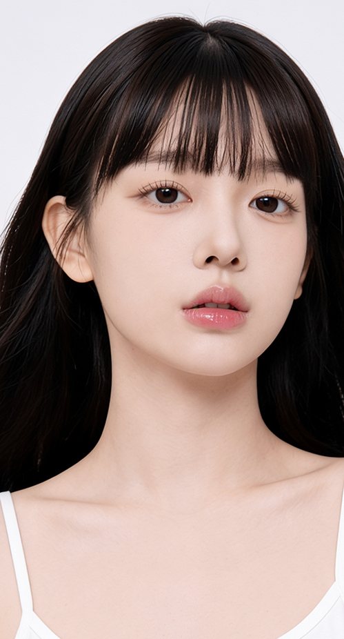 맑은 피부의 모델(정면)